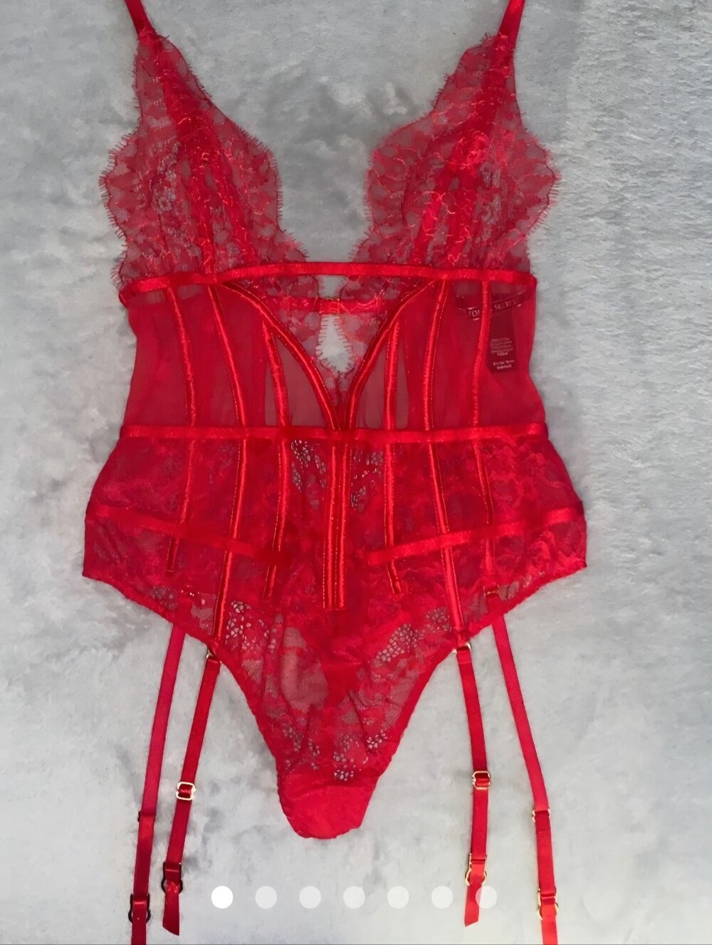 Victoria's Secret Sexy Red Lace Teddy With Removable Garters Size M